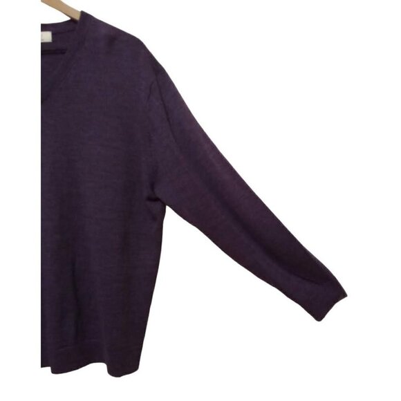 TURNBURY Purple Extra Fine Merino Wool V-Neck Long Sleeve Sweater Sz L - Picture 3 of 8
